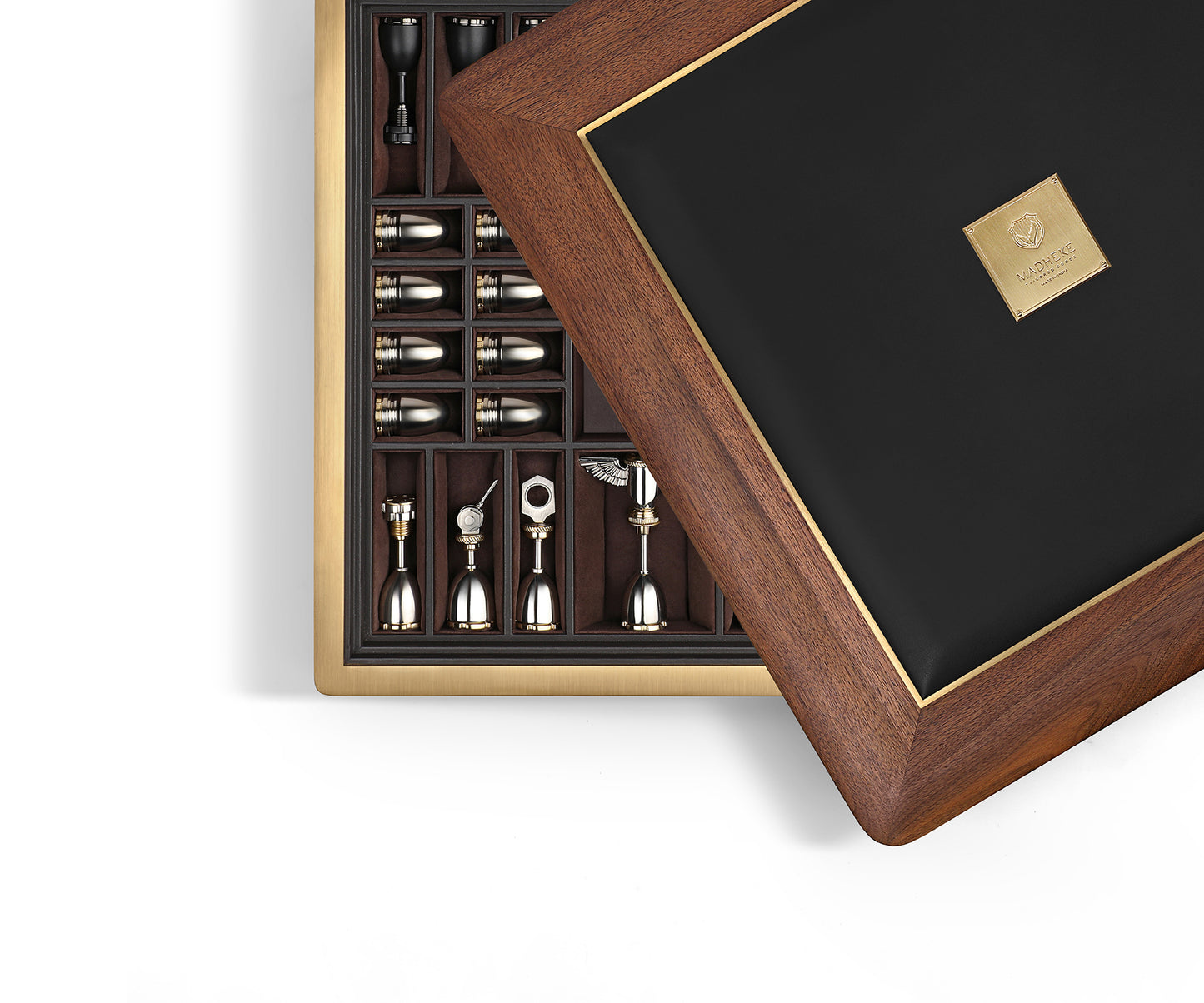 Buy 3L Shatranj Chess Set - Matte Black Powder Coating and Nickel - Madheke