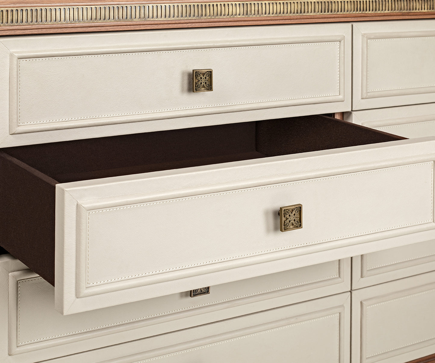 Buy Astrelli Console Cabinet - Drawer Antique Lined in Soft Faux Suede - Madheke