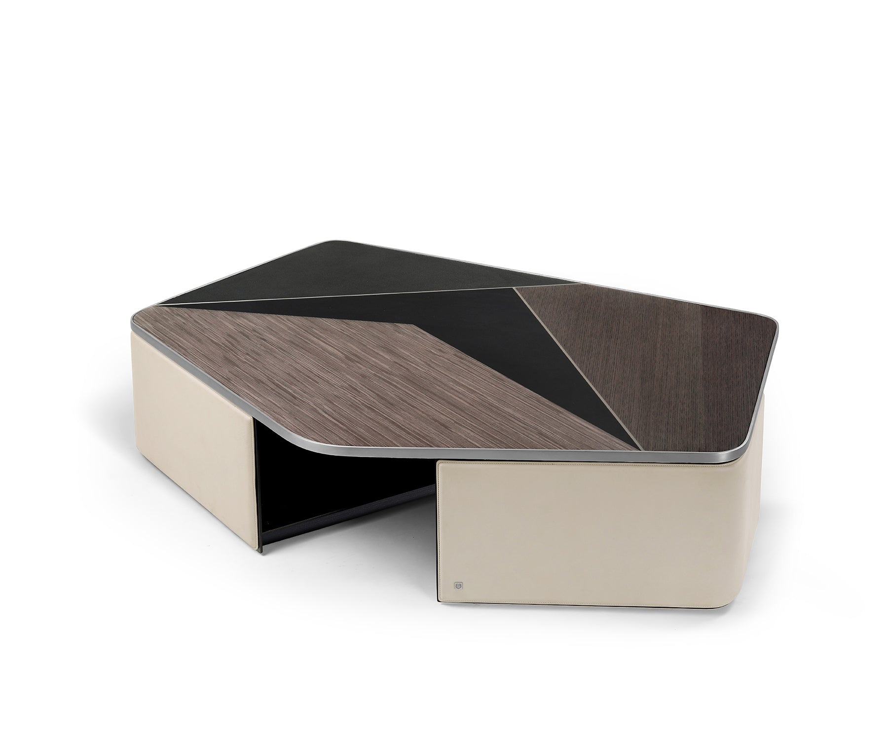 Tabula Nest of Tables Large - Leather & Wood Finish - Madheke